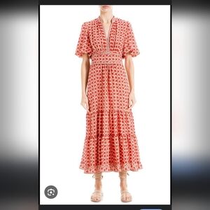 Max Studio Red Geometric Maxi Skirt